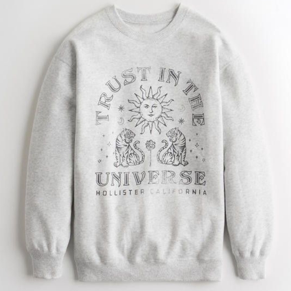 Hollister Tops - Hollister Whimsigoth M Gray Celestial Crew Sweatshirt Trust In The Universe